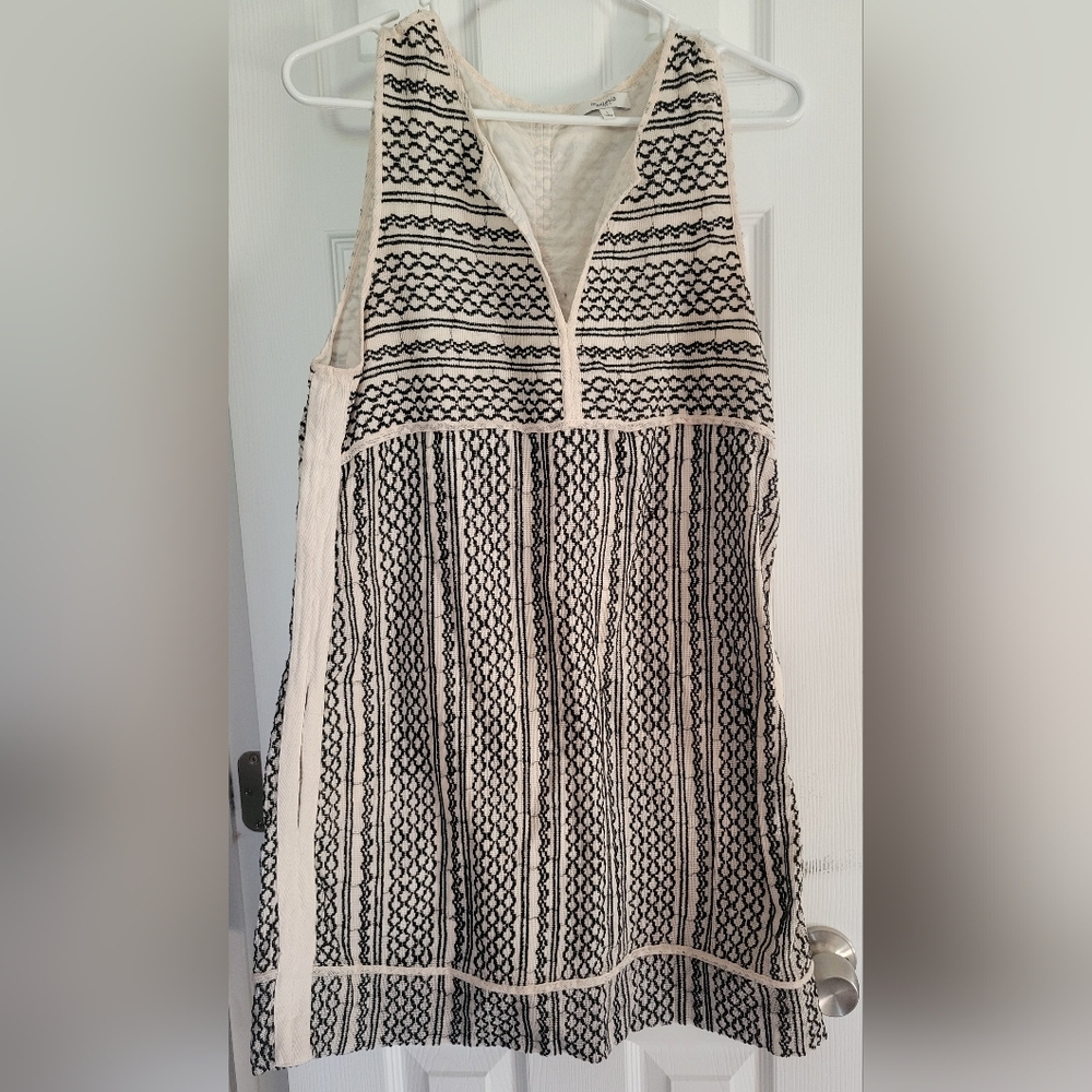 Madewell Sleeveless Dress with Black and Cream Patterns Pockets